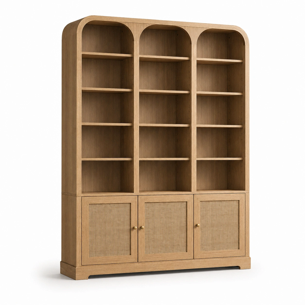 Estanteria roble natural con puertas ratan-orderkivo